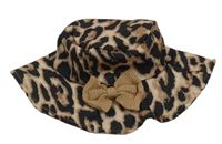 Černo-modrý leopardí lehký klobouk s mašlí 