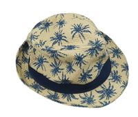 Béžovo-modrý slamák s palmami 