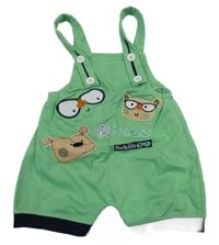 Zelené laclové teplákové kraťasy s medvědy 