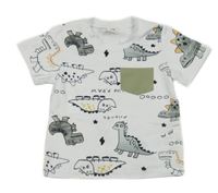 Biele tričko s dinosaurami shein