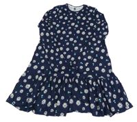 Tmavomodré květované šaty F&F