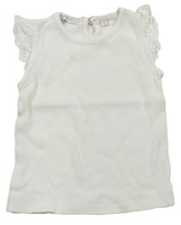 Biele rebrované tričko s madeirou