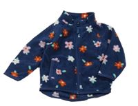 Tmavomodrá květovaná fleecová propínací mikina St. Bernard