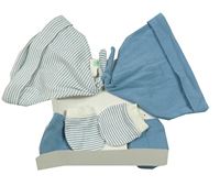 Nové - 4set - Modro-bílá pruhovaná čepice + rukavice + modrá čepice + rukavice Primark