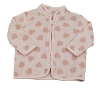 Růžová propínací fleecová mikina se srdíčky Matalan