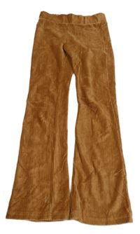 Hnědé žebrované sametové flare legíny 