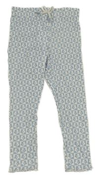 Bílo-světlemodré květované vzorované žebrované legíny Primark