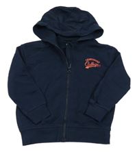 Tmavomodrá prepínaci mikina s nápisom a kapucňou Lupilu