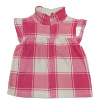 Ružovo-biela kockovaná prepínaci fleecová mikina Carter´s