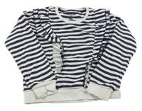 Bielo-tmavomodrá pruhovaná mikina s volánikmi F&F