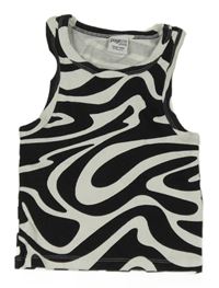 Bielo-čierny vzorovaný rebrovaný crop top Page one young