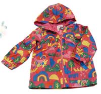 Fuchsiovo-barevná šusťáková lehce zateplená bunda s jednorožci a kapucí Matalan