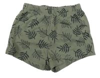 Khaki teplákové kraťasy s listami Kiabi