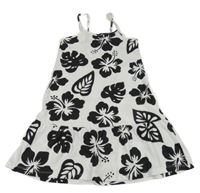 Bielo-čierne kvetované šaty Peacocks