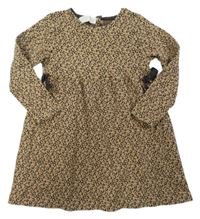 Béžovo-čierne svetrové šaty s leopardím vzorom Zara