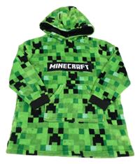 Zeleno-černá plyšová oversize mikina s kapucí - Minecraft 