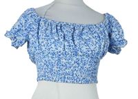 Dámský světlemodro-modrý kytičkovaný crop top Shein 