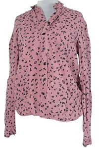 Dámska ružovo-čierna vzorovaná blúzka H&M vel. 32