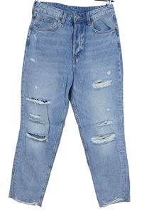 Dámské světlemodré crop rifle s dírami H&M vel. 38P