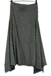 Dámská šedo-černá pruhovaná žebrovaná pletená midi sukně GAP