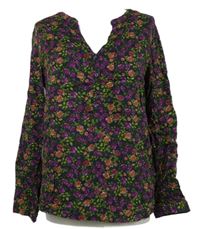 Dámská tmavomodrá květovaná halenka s. Oliver 