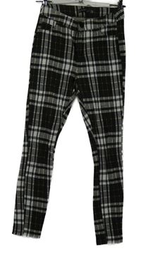 Dámske čierno-bielo-žlté kockované tregíny Amisu