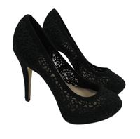 Nové - Dámské černé krajkové lodičky na jehlovém podpatku Next vel. 37