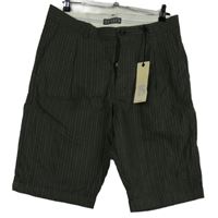 Nové - Pánské khaki proužkované plátěné kraťasy Hansen 