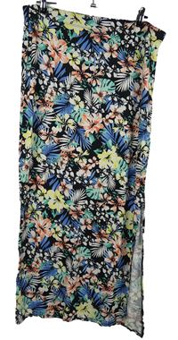 Dámská černo-barevná květovaná midi sukně George 