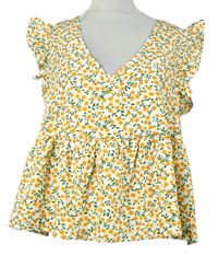 Dámska biela kvietkovana peplum crop blúzka Shein