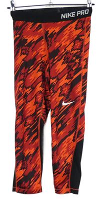 Dámske červeno-čierne vzorované športové capri legíny Nike