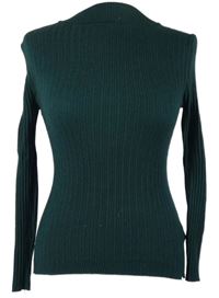 Dámsky tmavozelený rebrovaný sveter Primark