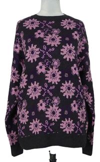 Dámsky hnedo-ružovo-fialový kvetovaný sveter TU