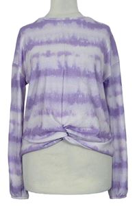 Dámske fialové batikované úpletové crop tričko s nařasením St. Bernard