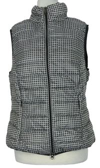 Dámska čierno-béžová vzorovaná šušťáková zateplená vesta S. Oliver