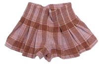 Růžovo-rezavo-fialová kostkovaná flaušová sukně