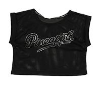Čierne perforované crop tričko s nápisom zn. Pineapple