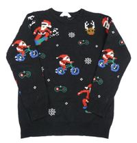 Čierny sveter so Santa Clausem Primark