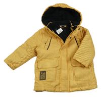 Nové - Žlutá pruhovaná šusťáková zimní bunda s kapucí Pep&Co