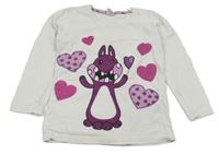 Biele tričko so srdiečkami a králikom