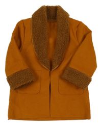 Oranžový flaušový cardigan s kožúškom Shein