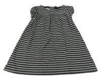 Antracitovo-stříbrné pruhované teplákové šaty Petit Bateau