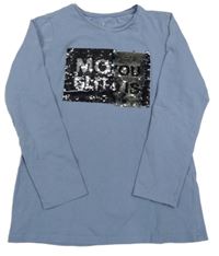 Modré tričko s překlápěcími flitre Tchibo