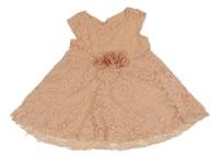 Svetloružové krajkované šaty