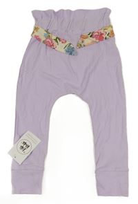 Nové - Lila turecké ľahké tepláky s opaskom