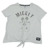 Bílé tričko s Mickey Mousem a stříbrným nápisem C&A
