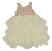 Ružovo-smetanovo-zlaté slávnostné tylové šaty Couture Princes