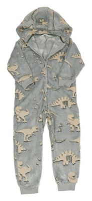 Šedá chlupatá kombinéza s dinosaury a kapucí M&S