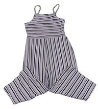 Lila-černo-bílý pruhovaný culottes overal George