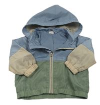 Světlemodro-zelená šusťáková podzimní bunda s kapucí H&M